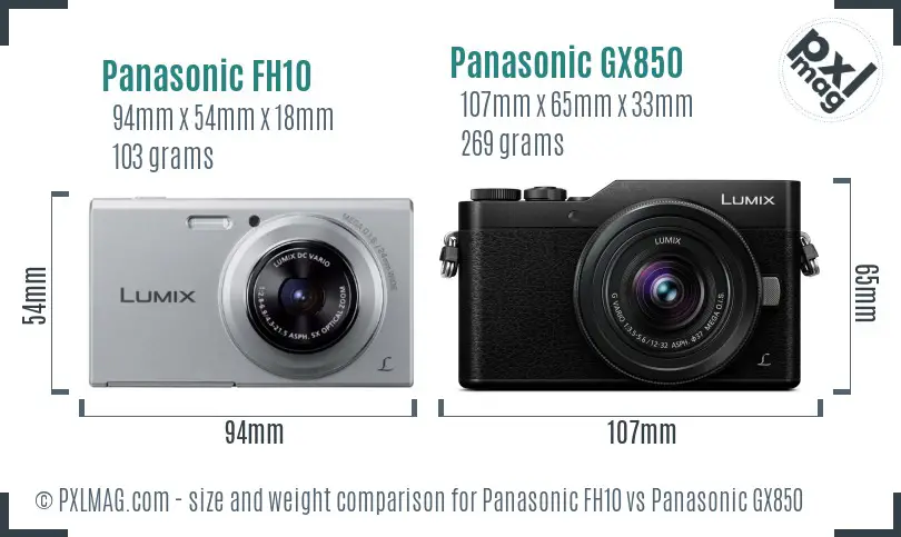 Panasonic FH10 vs Panasonic GX850 size comparison