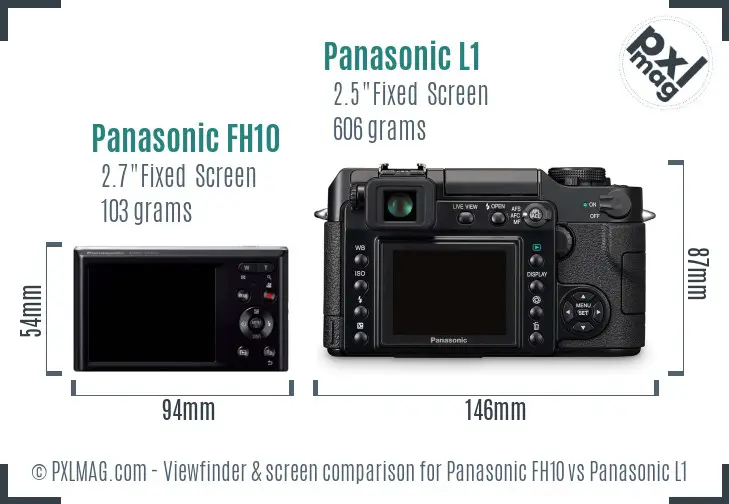 Panasonic FH10 vs Panasonic L1 Screen and Viewfinder comparison Panasonic FH10 vs Panasonic L1 Screen and Viewfinder comparison