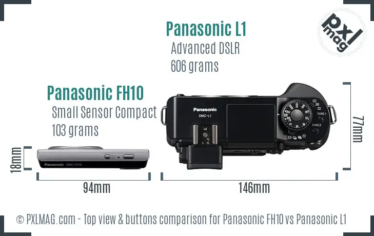 Panasonic FH10 vs Panasonic L1 top view buttons comparison Panasonic FH10 vs Panasonic L1 top view buttons comparison