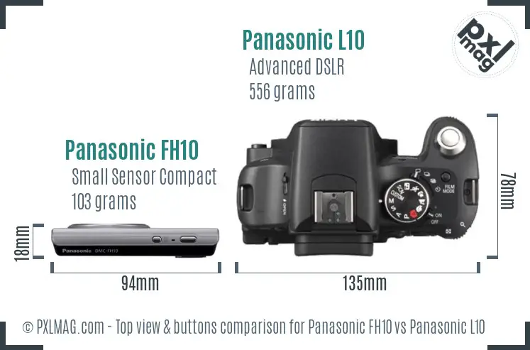 Panasonic FH10 vs Panasonic L10 top view buttons comparison Panasonic FH10 vs Panasonic L10 top view buttons comparison