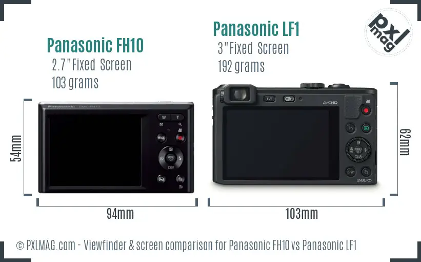 Panasonic FH10 vs Panasonic LF1 Screen and Viewfinder comparison