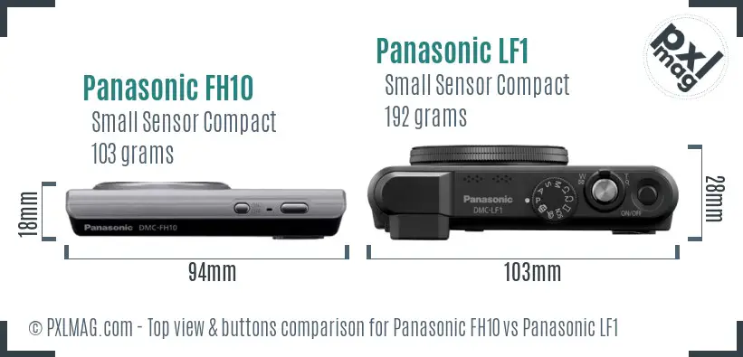 Panasonic FH10 vs Panasonic LF1 top view buttons comparison