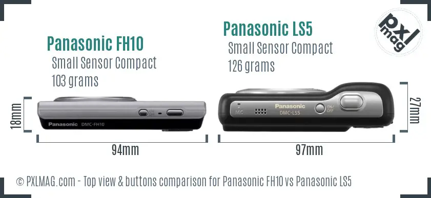 Panasonic FH10 vs Panasonic LS5 top view buttons comparison