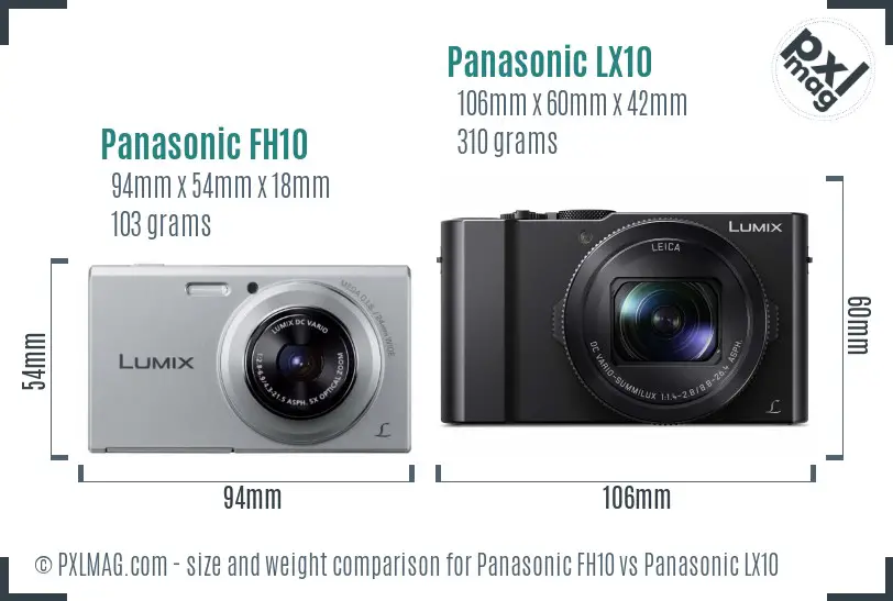 Panasonic FH10 vs Panasonic LX10 size comparison Panasonic FH10 vs Panasonic LX10 size comparison