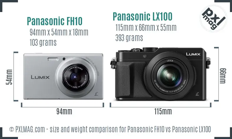 Panasonic FH10 vs Panasonic LX100 size comparison