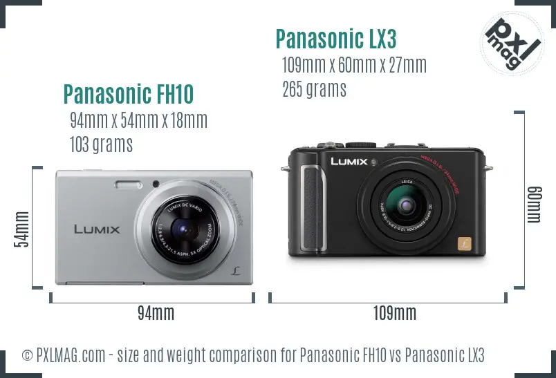 Panasonic FH10 vs Panasonic LX3 size comparison