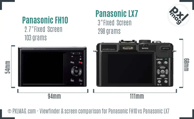 Panasonic FH10 vs Panasonic LX7 Screen and Viewfinder comparison