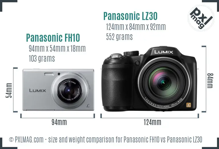 Panasonic FH10 vs Panasonic LZ30 size comparison