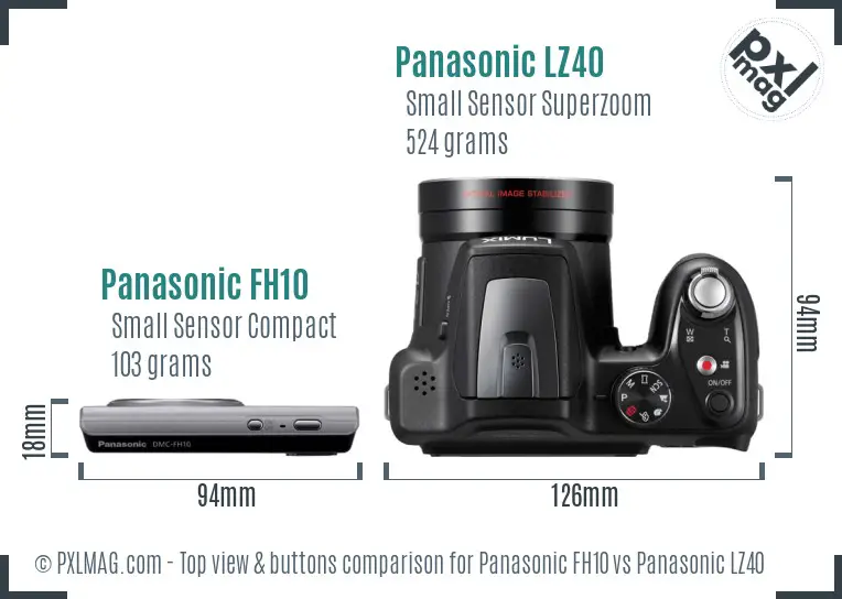 Panasonic FH10 vs Panasonic LZ40 top view buttons comparison