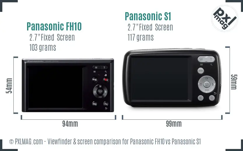 Panasonic FH10 vs Panasonic S1 Screen and Viewfinder comparison
