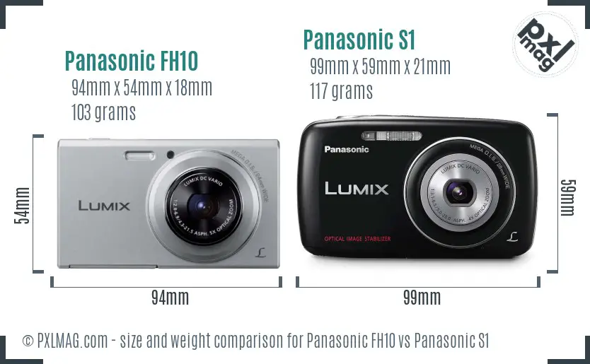 Panasonic FH10 vs Panasonic S1 size comparison