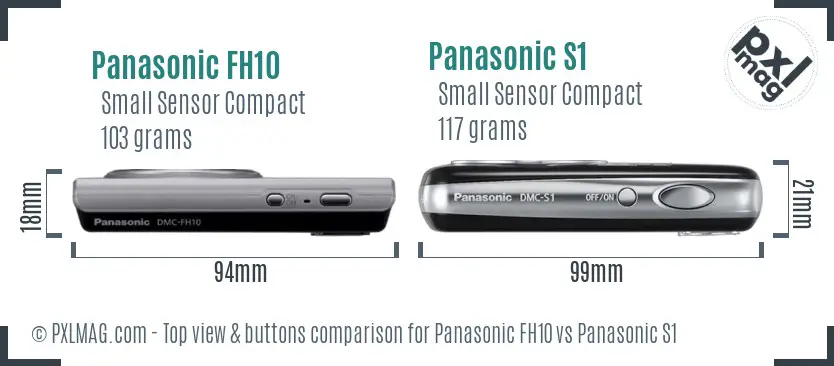 Panasonic FH10 vs Panasonic S1 top view buttons comparison