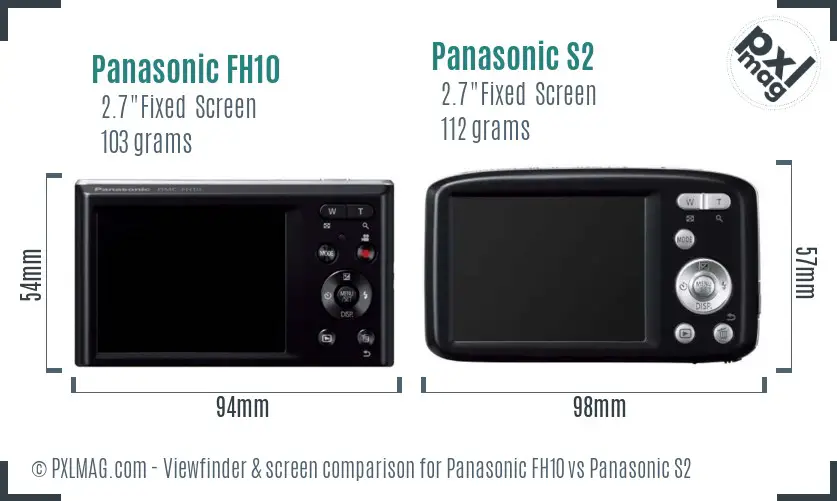 Panasonic FH10 vs Panasonic S2 Screen and Viewfinder comparison