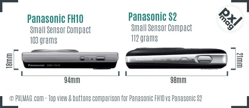 Panasonic FH10 vs Panasonic S2 top view buttons comparison