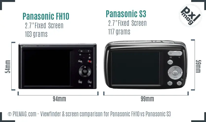 Panasonic FH10 vs Panasonic S3 Screen and Viewfinder comparison