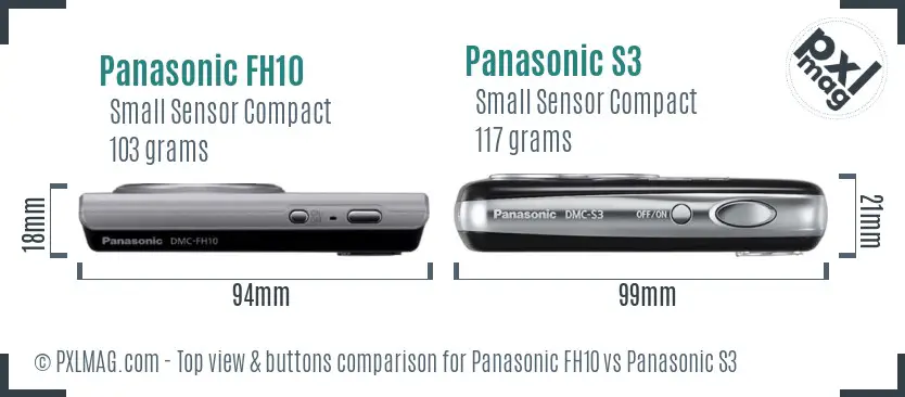 Panasonic FH10 vs Panasonic S3 top view buttons comparison