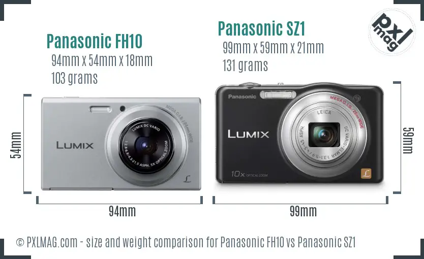 Panasonic FH10 vs Panasonic SZ1 size comparison