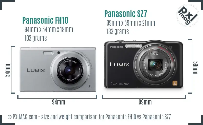 Panasonic FH10 vs Panasonic SZ7 size comparison Panasonic FH10 vs Panasonic SZ7 size comparison