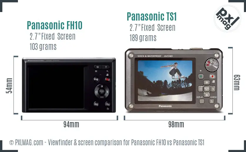 Panasonic FH10 vs Panasonic TS1 Screen and Viewfinder comparison