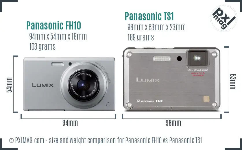 Panasonic FH10 vs Panasonic TS1 size comparison