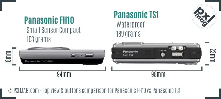 Panasonic FH10 vs Panasonic TS1 top view buttons comparison