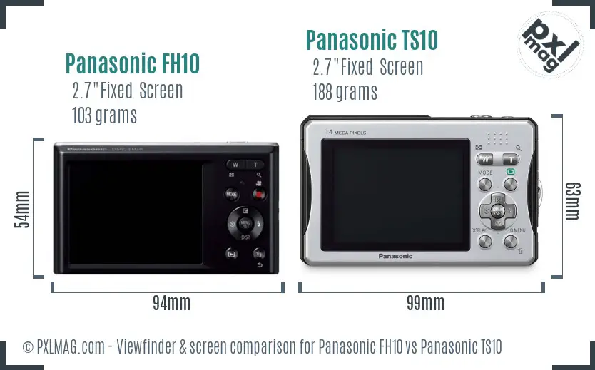 Panasonic FH10 vs Panasonic TS10 Screen and Viewfinder comparison