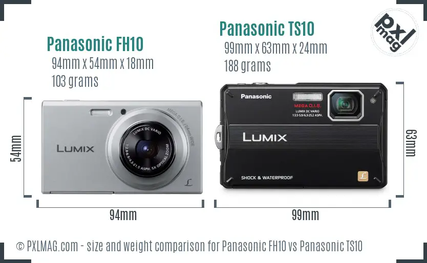 Panasonic FH10 vs Panasonic TS10 size comparison