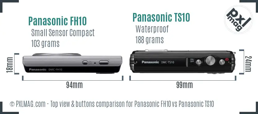 Panasonic FH10 vs Panasonic TS10 top view buttons comparison