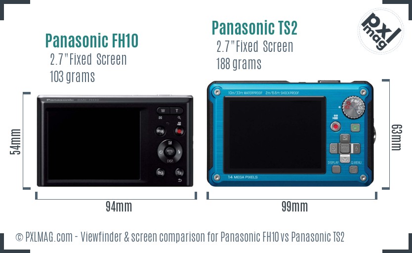 Panasonic FH10 vs Panasonic TS2 Screen and Viewfinder comparison