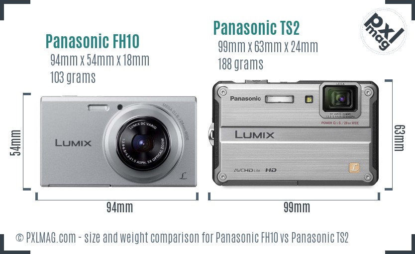 Panasonic FH10 vs Panasonic TS2 size comparison