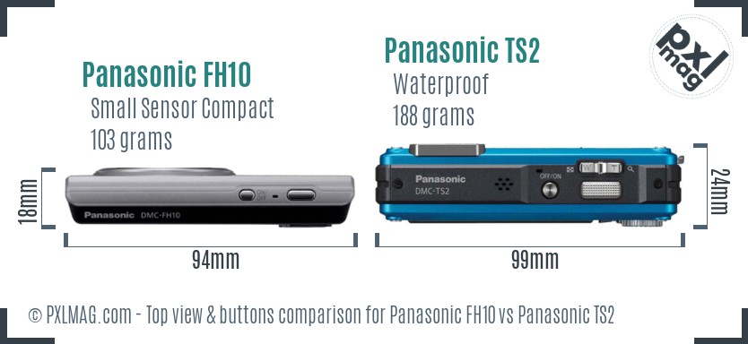 Panasonic FH10 vs Panasonic TS2 top view buttons comparison