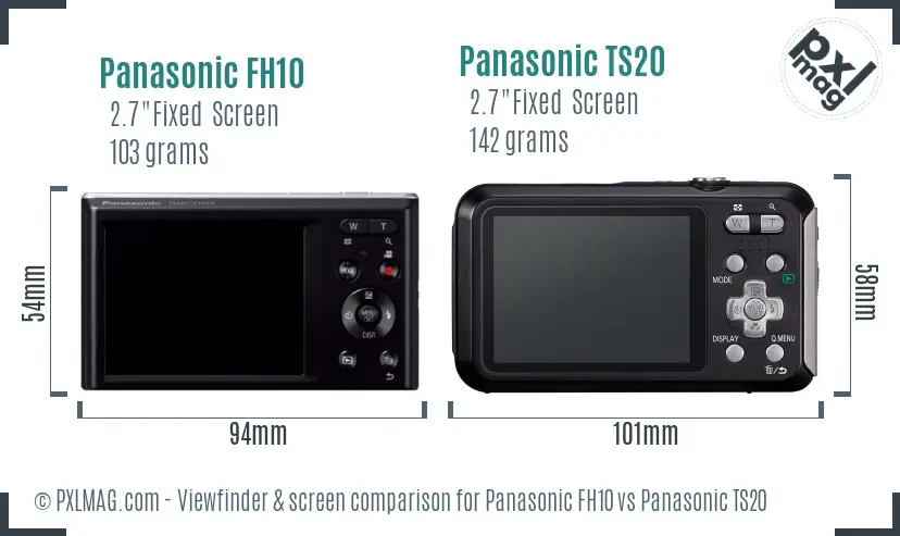 Panasonic FH10 vs Panasonic TS20 Screen and Viewfinder comparison