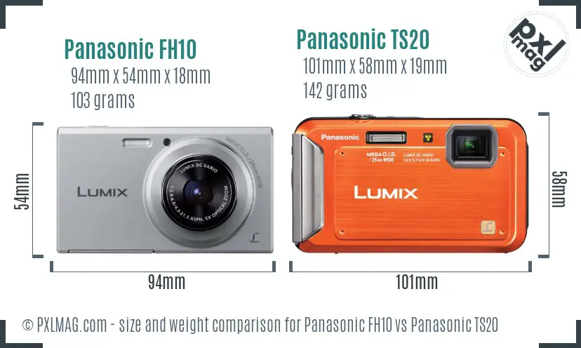 Panasonic FH10 vs Panasonic TS20 size comparison