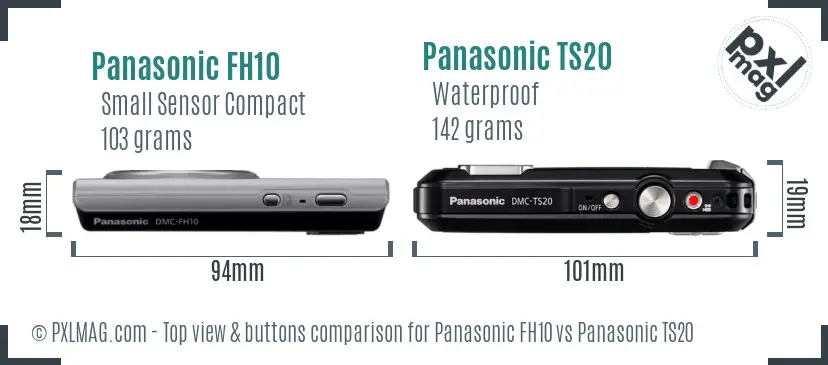 Panasonic FH10 vs Panasonic TS20 top view buttons comparison