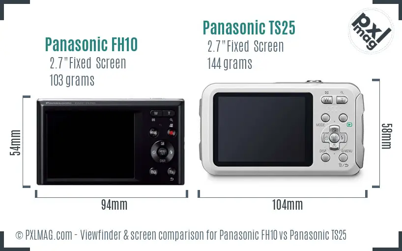 Panasonic FH10 vs Panasonic TS25 Screen and Viewfinder comparison