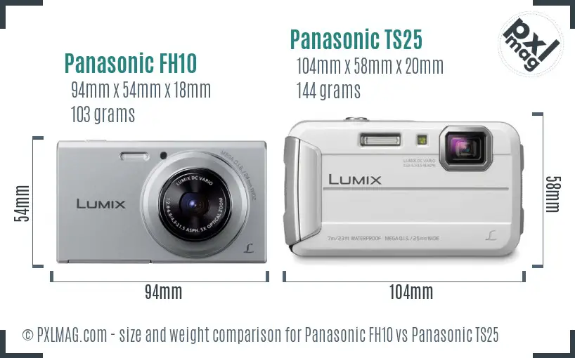Panasonic FH10 vs Panasonic TS25 size comparison