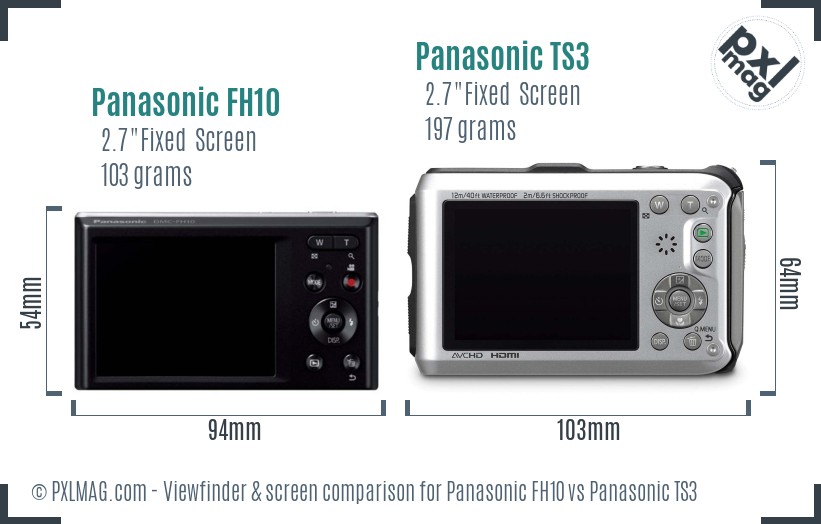 Panasonic FH10 vs Panasonic TS3 Screen and Viewfinder comparison