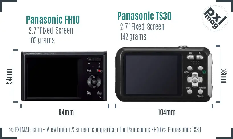 Panasonic FH10 vs Panasonic TS30 Screen and Viewfinder comparison