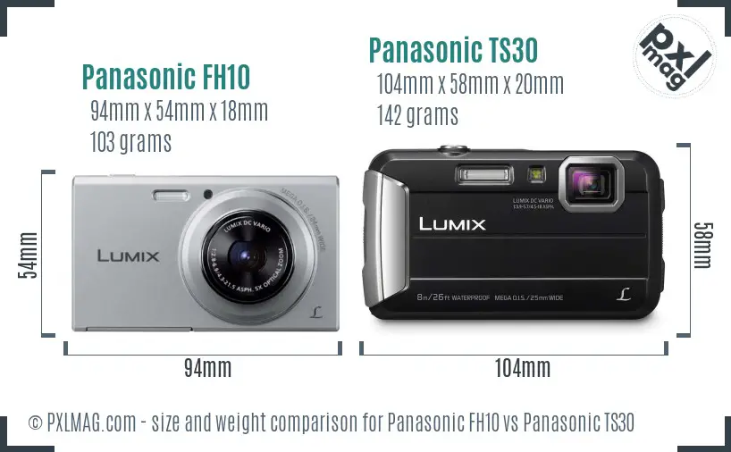 Panasonic FH10 vs Panasonic TS30 size comparison