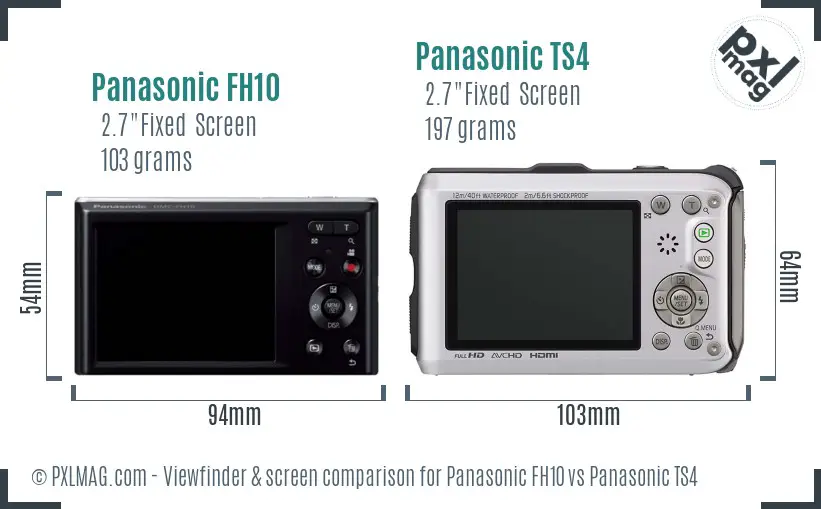 Panasonic FH10 vs Panasonic TS4 Screen and Viewfinder comparison