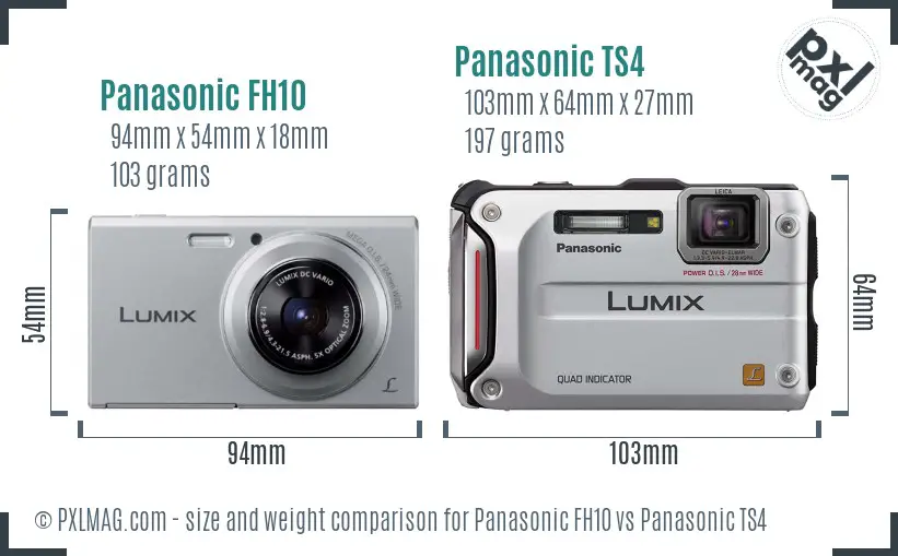 Panasonic FH10 vs Panasonic TS4 size comparison