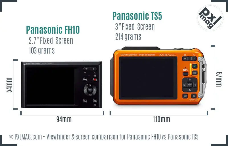 Panasonic FH10 vs Panasonic TS5 Screen and Viewfinder comparison