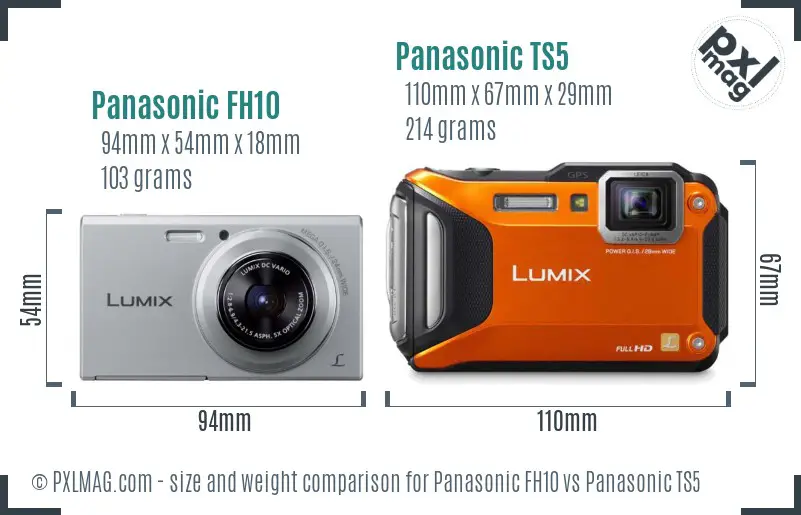 Panasonic FH10 vs Panasonic TS5 size comparison