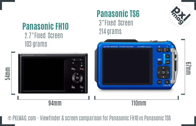 Panasonic FH10 vs Panasonic TS6 Screen and Viewfinder comparison
