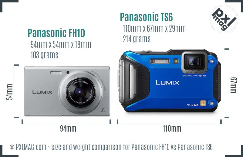 Panasonic FH10 vs Panasonic TS6 size comparison