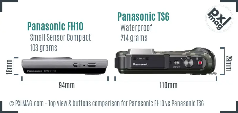 Panasonic FH10 vs Panasonic TS6 top view buttons comparison