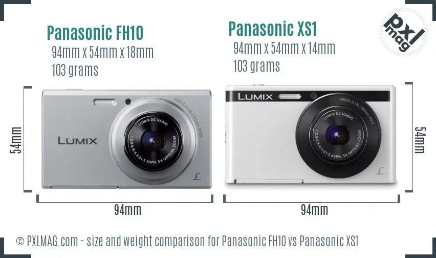 Panasonic FH10 vs Panasonic XS1 size comparison