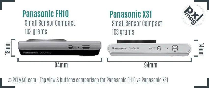 Panasonic FH10 vs Panasonic XS1 top view buttons comparison