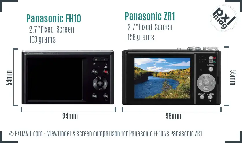 Panasonic FH10 vs Panasonic ZR1 Screen and Viewfinder comparison