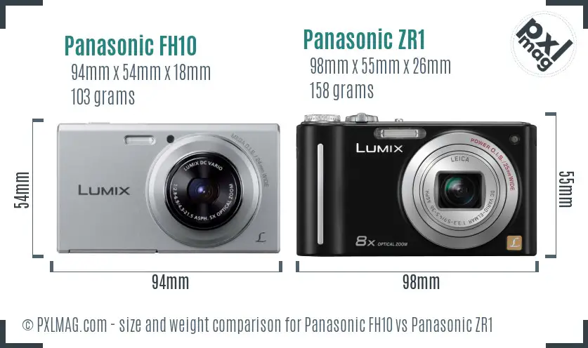 Panasonic FH10 vs Panasonic ZR1 size comparison